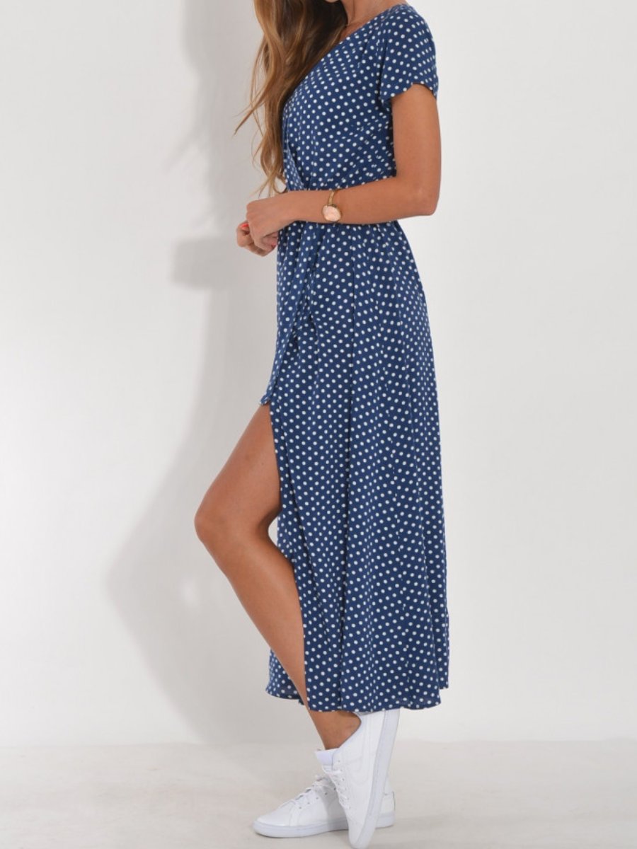 Summer New V-Neck Printed Strappy Dress