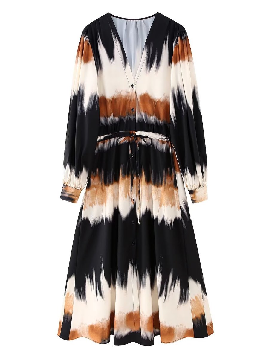 Waisted Tie-Dye Print Dress