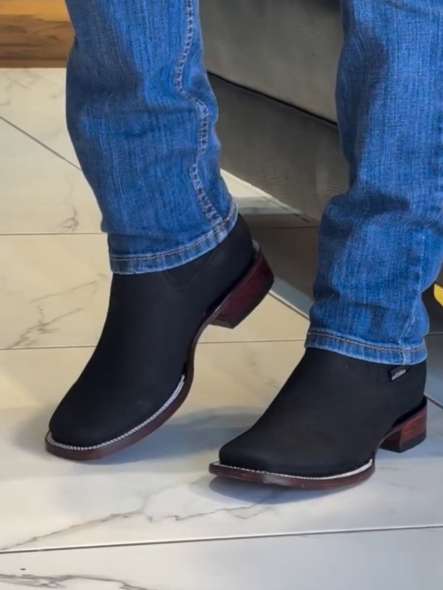 Western Chelsea Ankle Boots Men's Square Toe Large Size Martin Boots