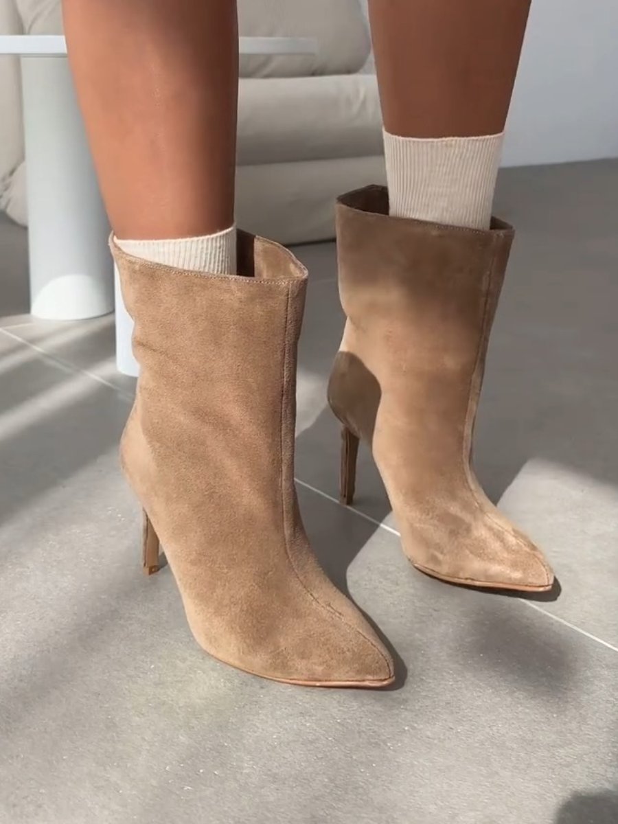 High Heel Pointed Toe Stiletto Boots for Women Short Boots