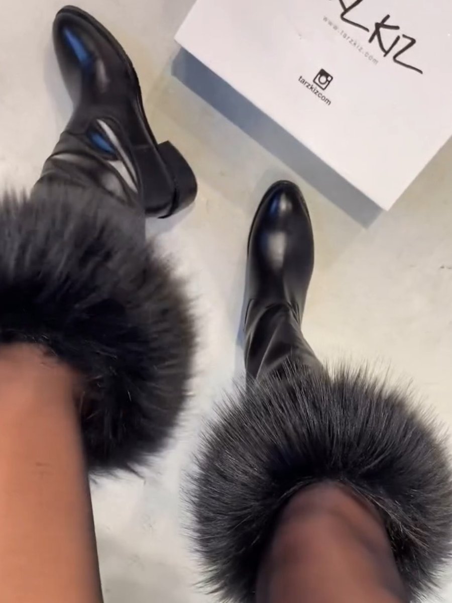 New Autumn And Winter Black Fur Boots