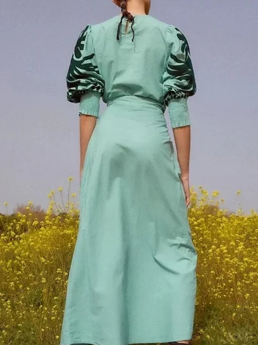 Vintage Printed Waist Dress Set
