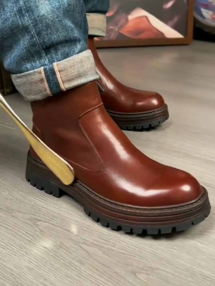 Genuine Leather High Top Handmade Soft Leather Ankle Boots