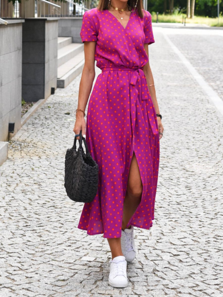 Summer New V-Neck Printed Strappy Dress
