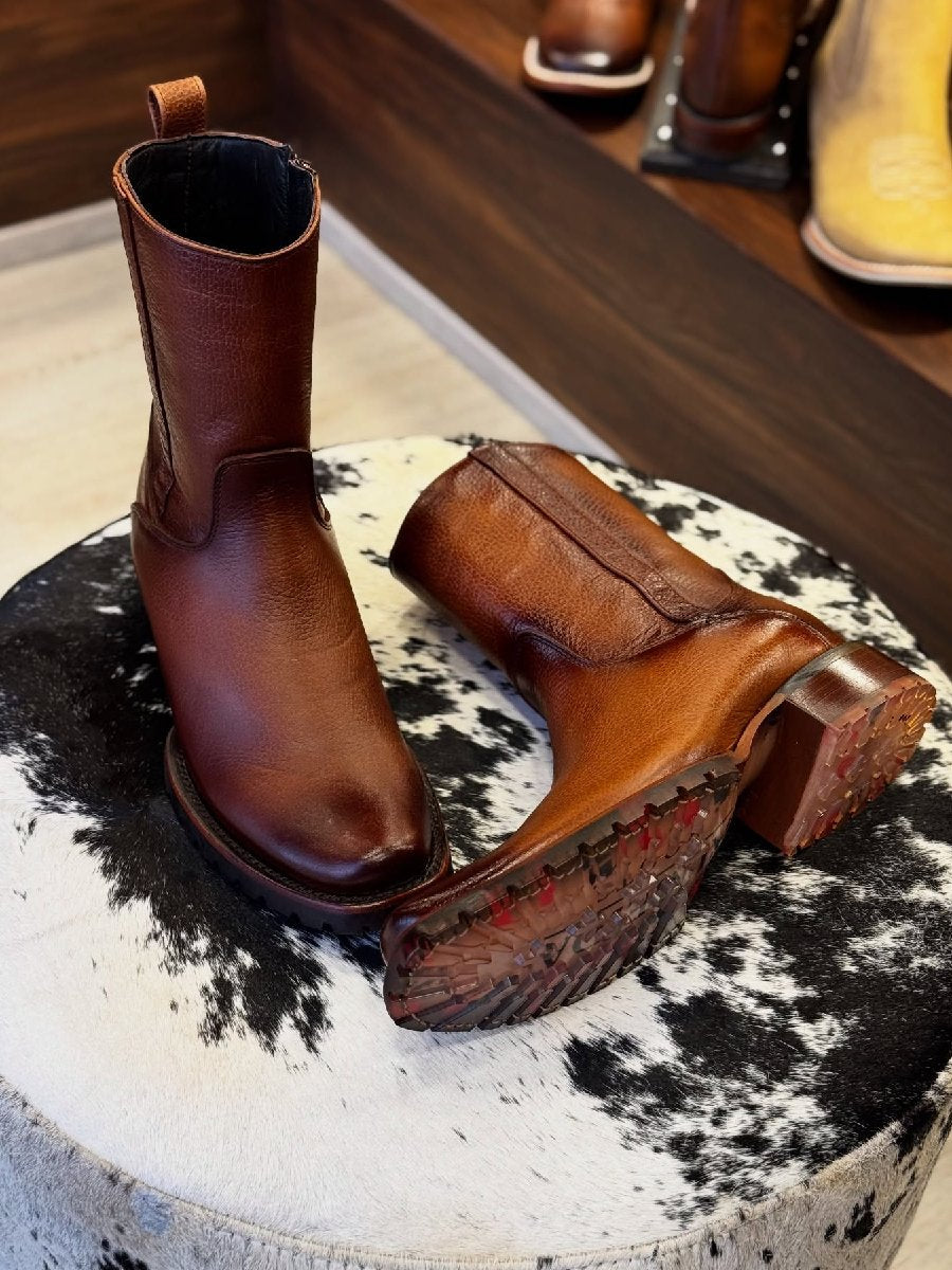 Flat Bottom Thick Heel Mid-tube Square Toe Men's Casual Versatile Men's Boots