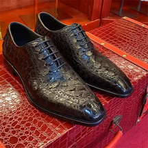 Python Skin Brogue Shoes|Cow Leather Sole