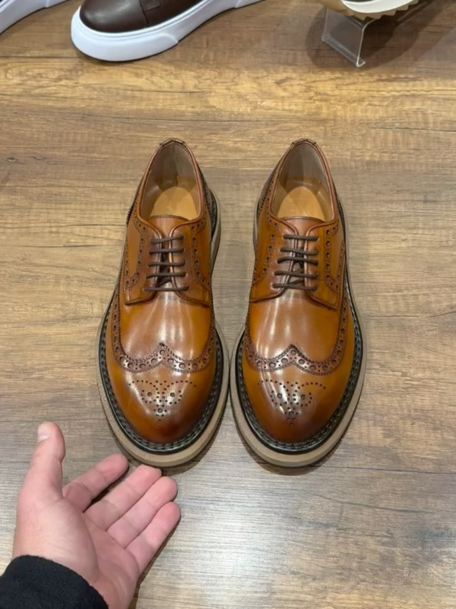 Brogue Carved Genuine Leather Handmade Shoes