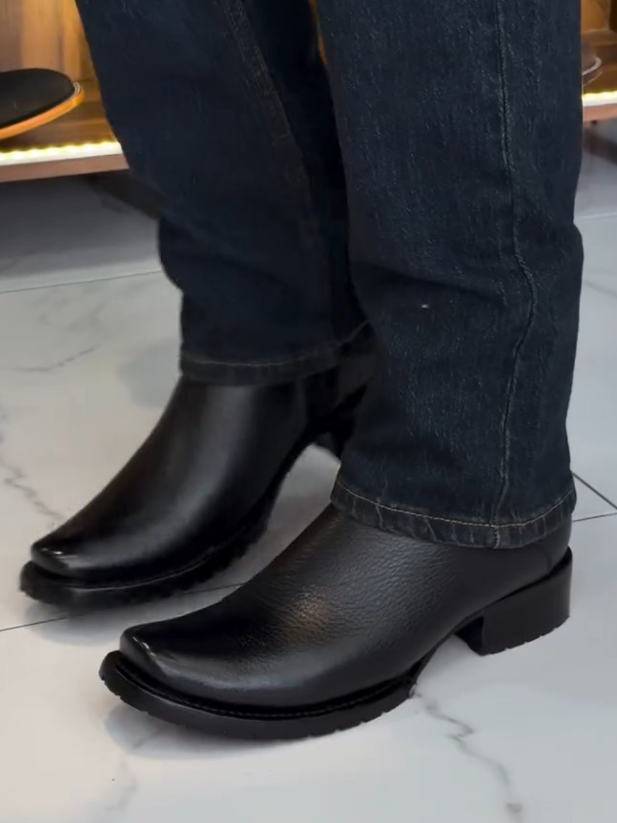 Black Leather Cowboy Boots