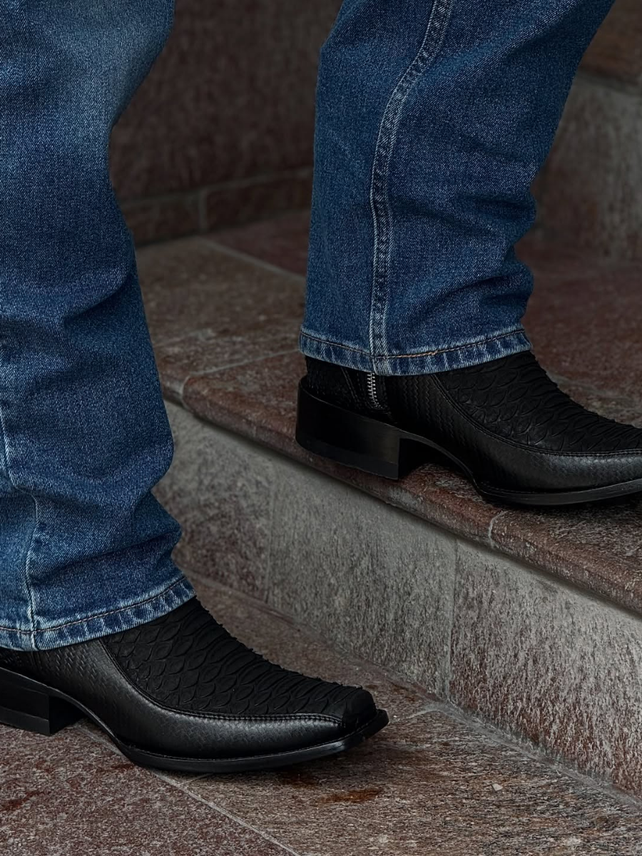 New Thick Heel Knight Crocodile Men's Boots