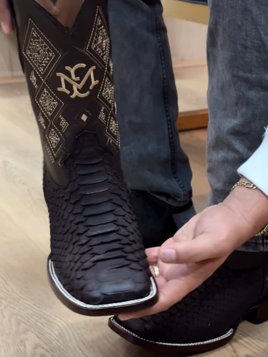 Embroidered Snakeskin Western Boots