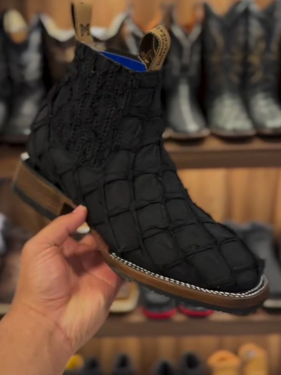 Black Checkered Western Boots
