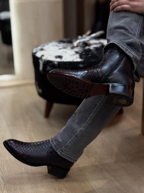 Snake-print Western Cowboy Boots