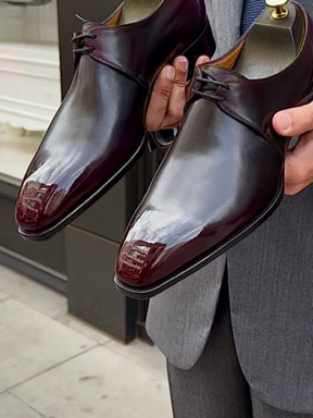 Pointed Toe Fashionable Lace-up Formal Leather Shoes