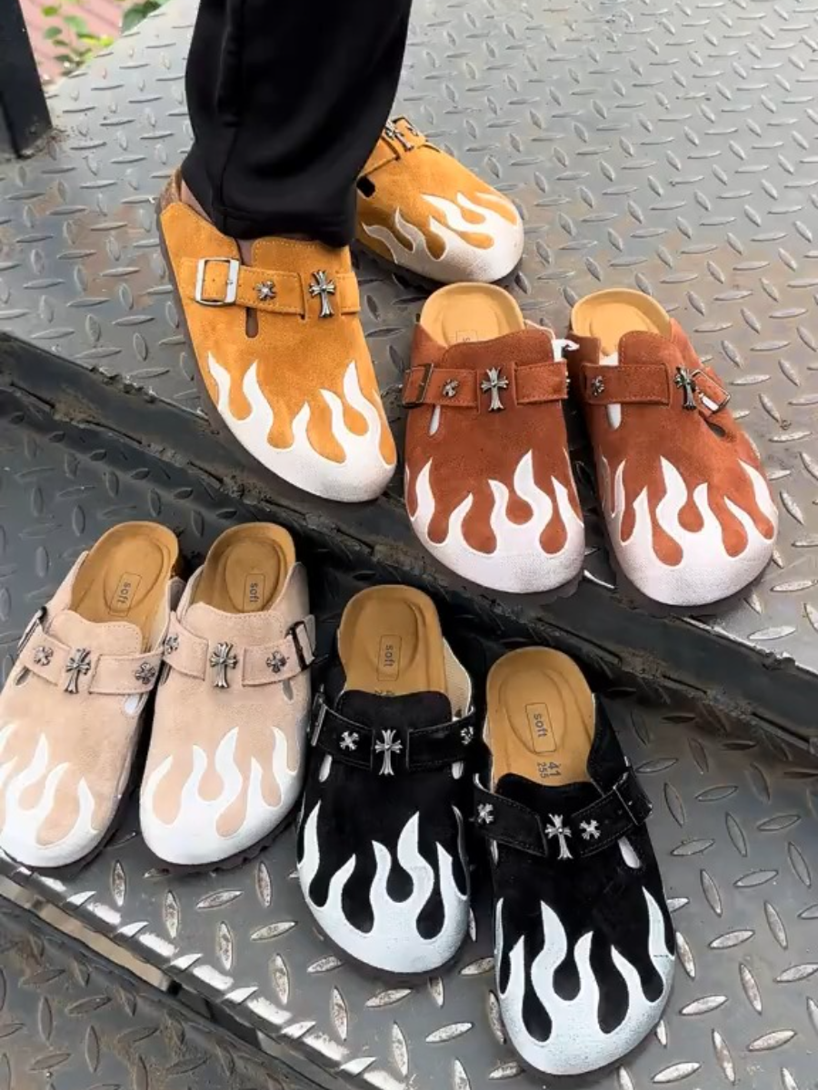 Flame Print Slippers