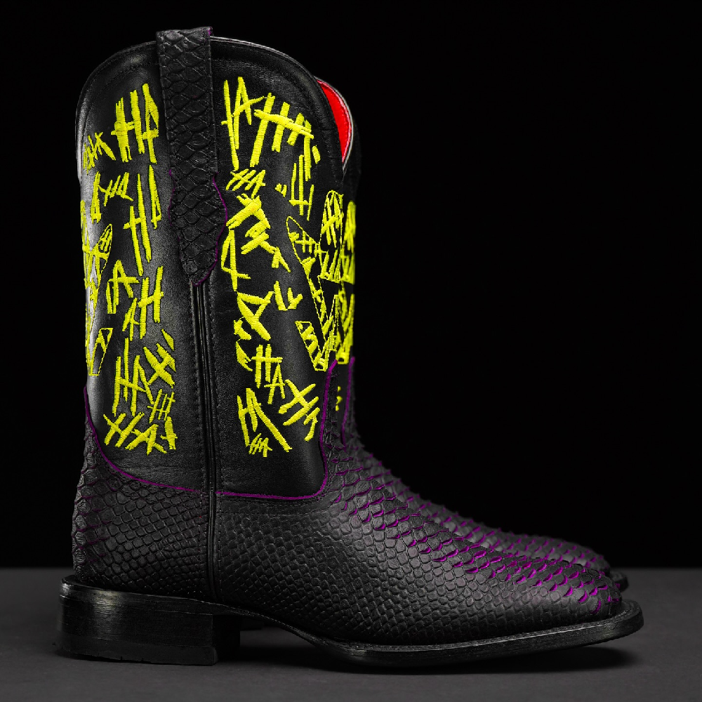 Chunky Heel Embroidered Martin Boots