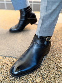Men's High Top Genuine Leather Buckle Boots