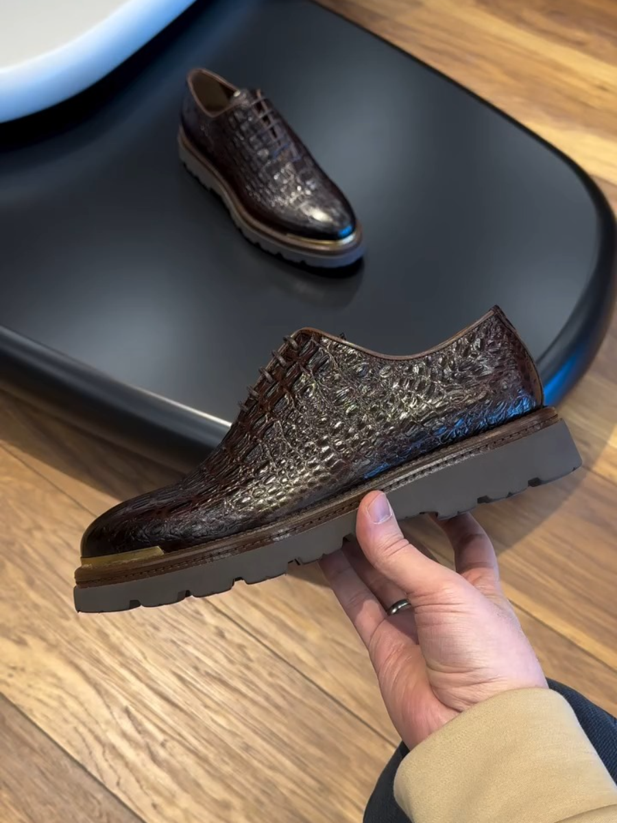 Crocodile Pattern Business Formal British Leather Shoes