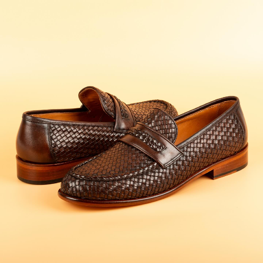 Braided Pointed Toe Casual Slip-On Leather Shoes