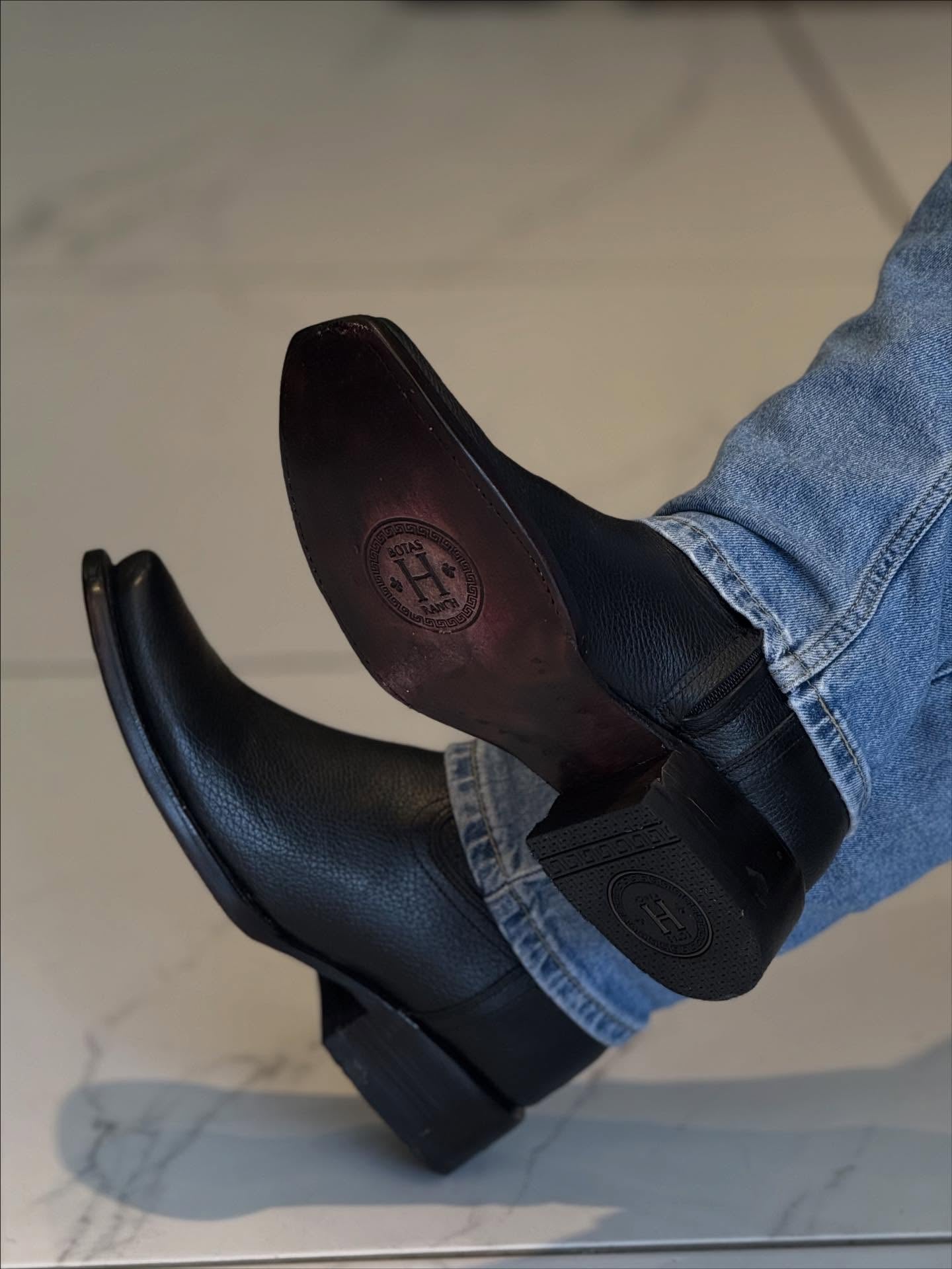 (⏰Last Day Promotion $16 OFF)Black Leather Cowboy Boots