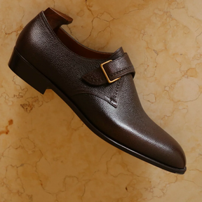 Leather Buckle Monk Shoes