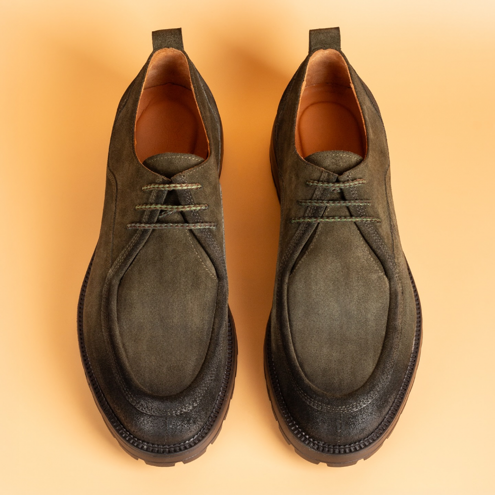 Retro Round Toe Work Shoes Big Toe Leather Shoes