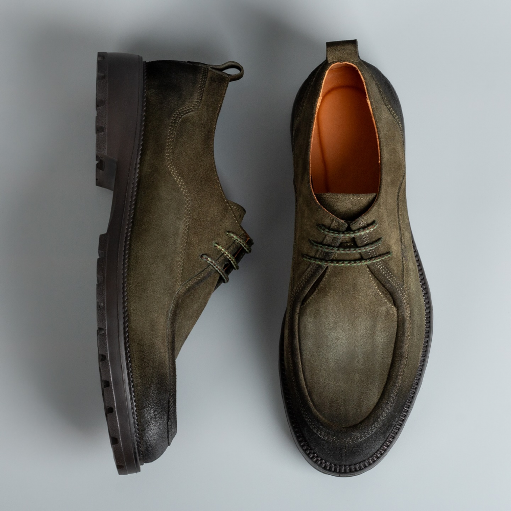 Retro Round Toe Work Shoes Big Toe Leather Shoes