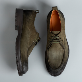 Retro Round Toe Work Shoes Big Toe Leather Shoes