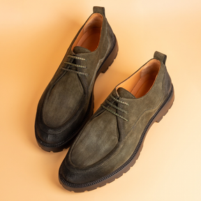 Retro Round Toe Work Shoes Big Toe Leather Shoes