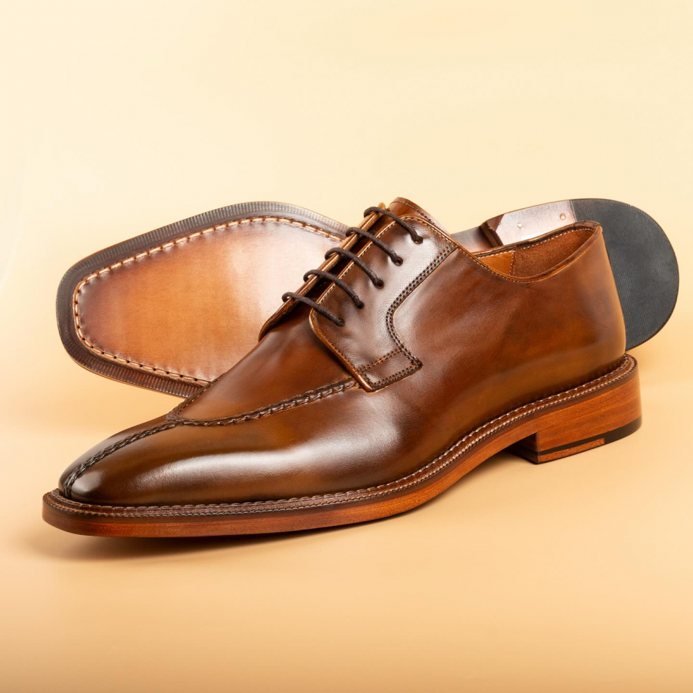 Italian Norwegian Stitched Low-top Cowhide Genuine Leather Shoes