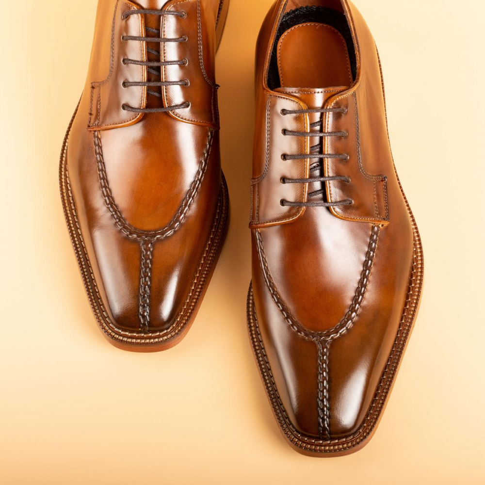Italian Norwegian Stitched Low-top Cowhide Genuine Leather Shoes