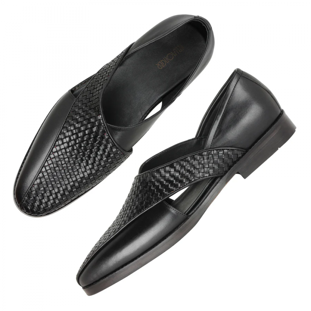 Black Woven Peshawari Sandal