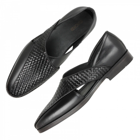 Black Woven Peshawari Sandal