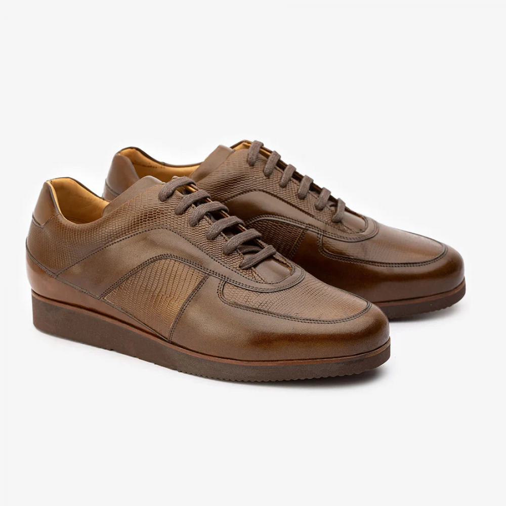 Brown Sneaker with Lizard Pattern detail