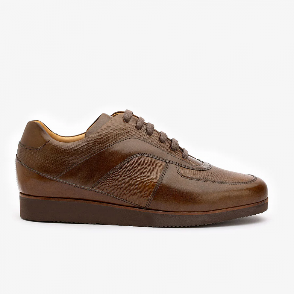 Brown Sneaker with Lizard Pattern detail