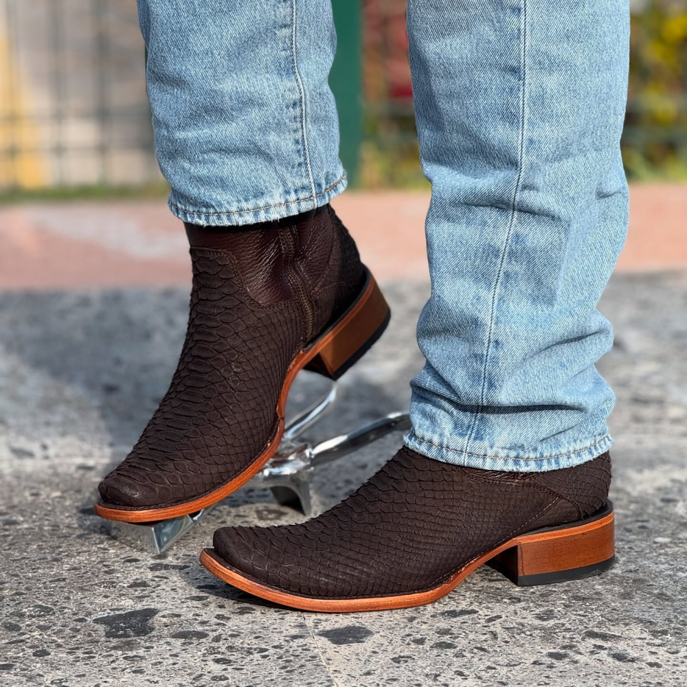 Python Tobacco Leather Boots