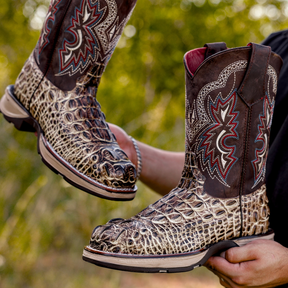 Retro Embroidered Mid-tube Slit Casual Versatile Men's Boots