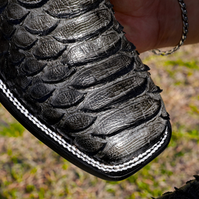 Crocodile Pattern Block Heel Pointed Toe Biker Boots