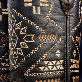 Embroidered Woven Mid-calf Western Cowboy Boots