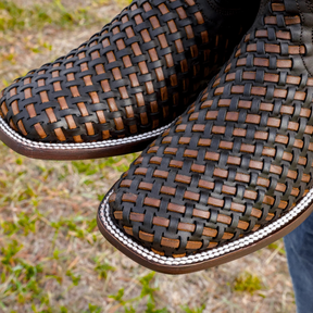 Embroidered Woven Mid-calf Western Cowboy Boots