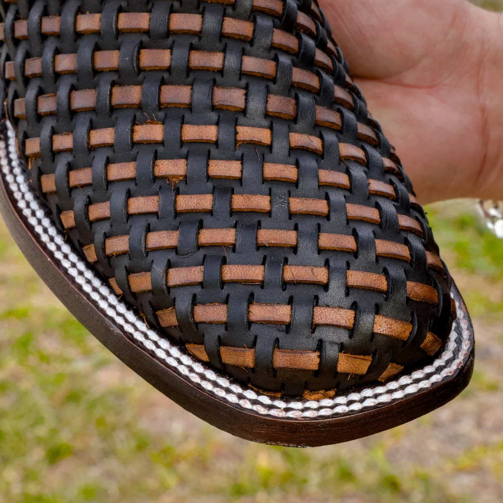Embroidered Woven Mid-calf Western Cowboy Boots