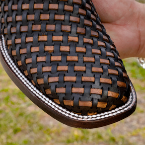 Embroidered Woven Mid-calf Western Cowboy Boots
