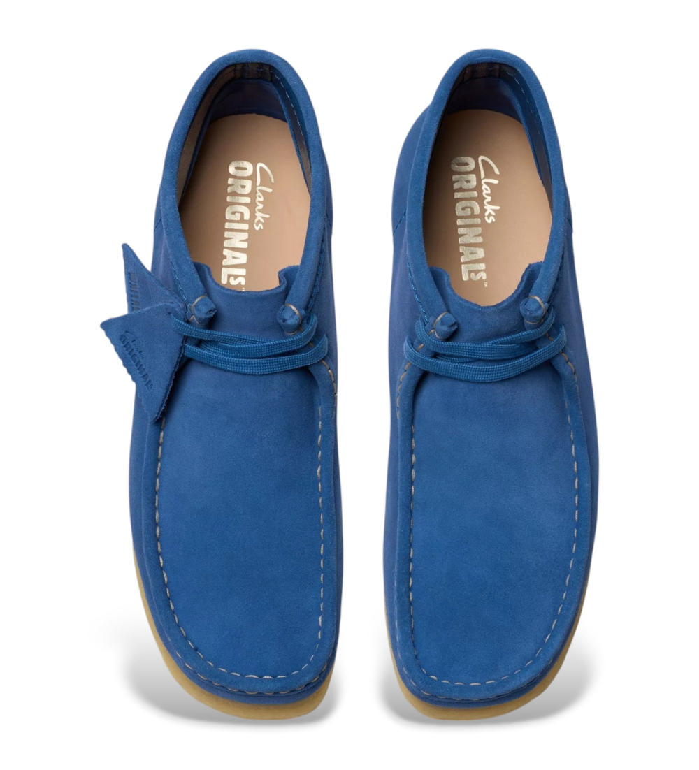 Clarks Wallabee Boot In Blue Suede