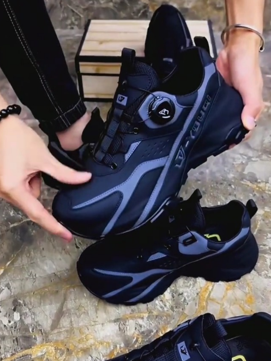 Breathable Casual Cowhide Chunky Sole Height-Enhancing Sneakers