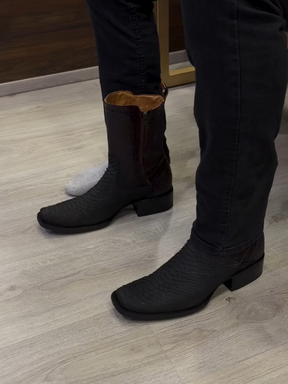 Square Toe Crocodile Print Boots