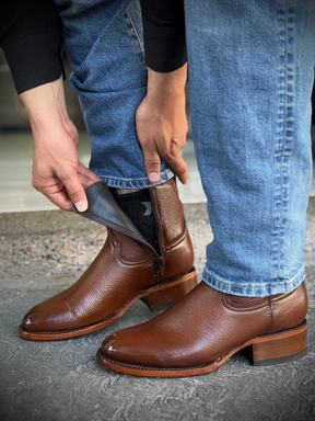 Brown Genuine Leather Handmade Ankle Boots