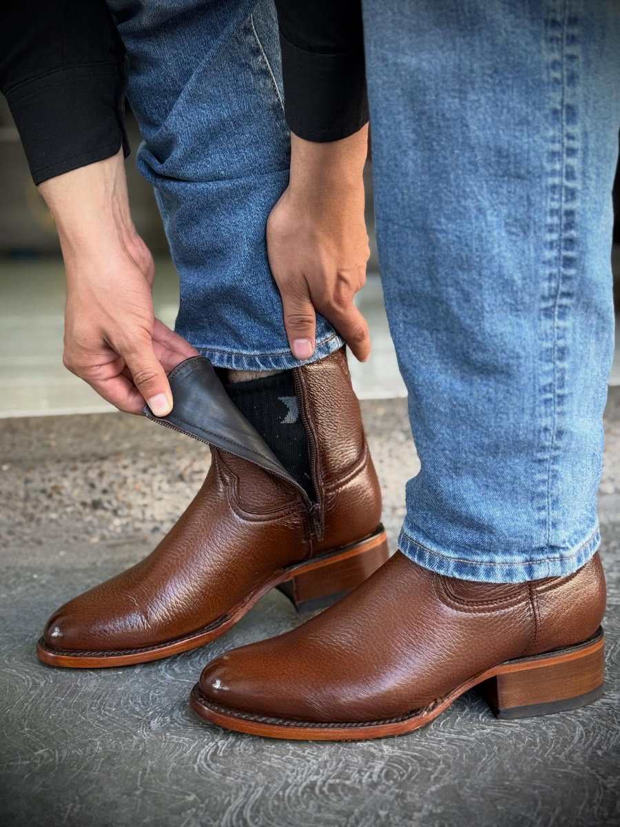 Brown Genuine Leather Handmade Ankle Boots