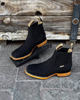 Black Python Denim Boots