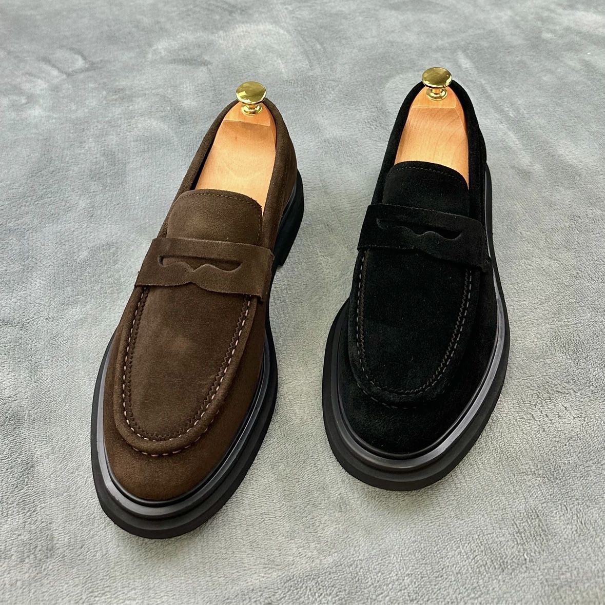 Wear-resistant Casual British Style Nubuck Leather Shoes
