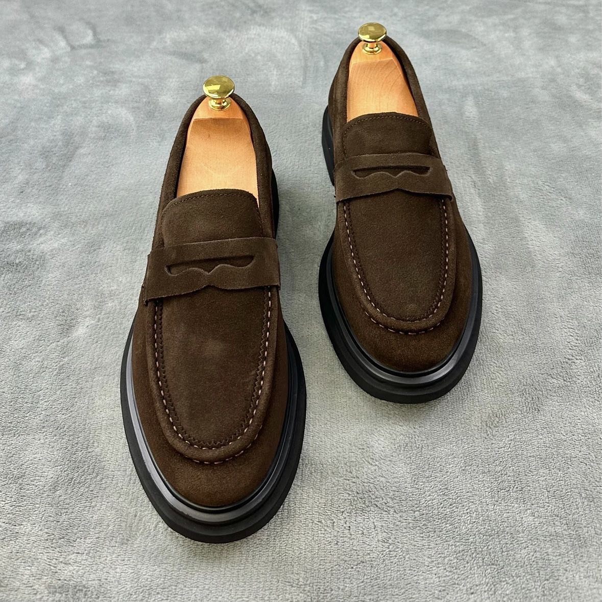 Wear-resistant Casual British Style Nubuck Leather Shoes