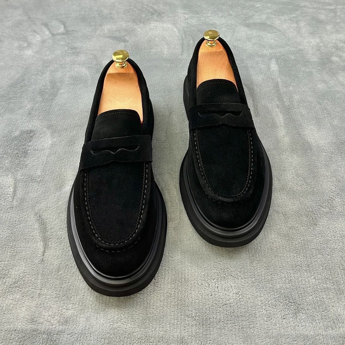 Wear-resistant Casual British Style Nubuck Leather Shoes